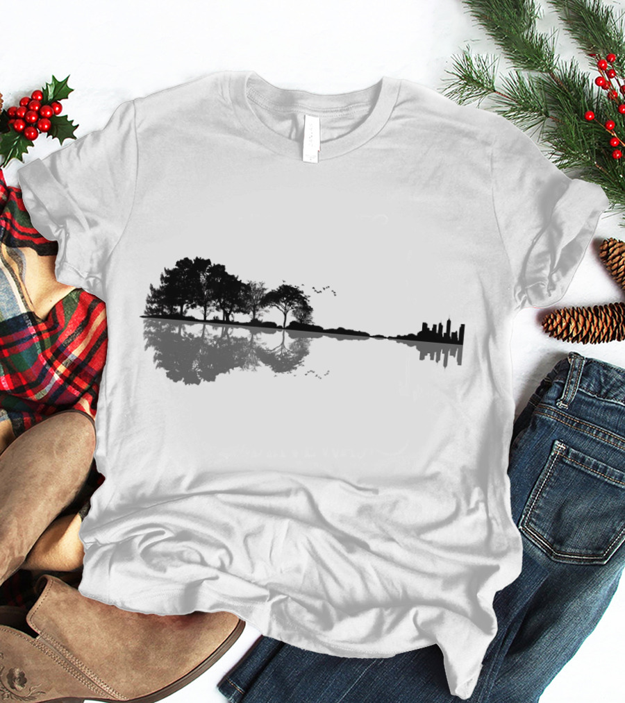 Acoustic Guitar Forest Reflection Nature Music T-Shirt