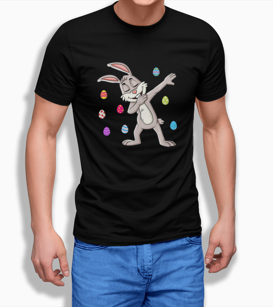 Easter Day Dabbing Rabbit with Colorful Eggs Dab T-Shirt
