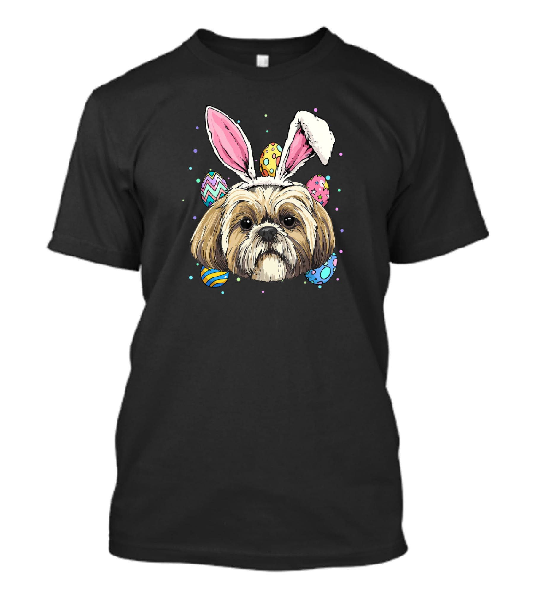 Easter Bunny Shih Tzu Dog With Colorful Easter Eggs T-Shirt