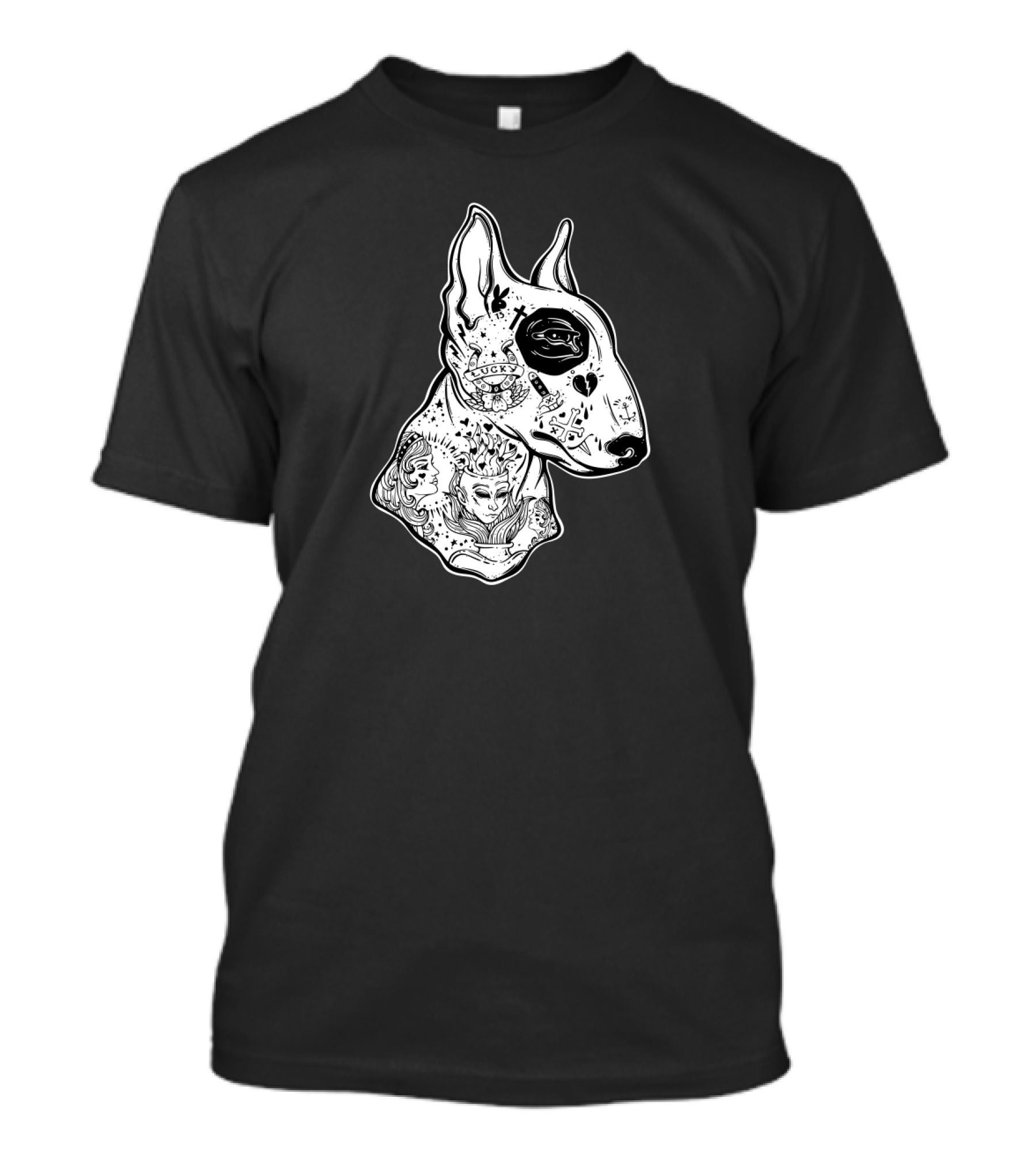 Inked Bull Terrier Lucky Old School Tattoo T-Shirt