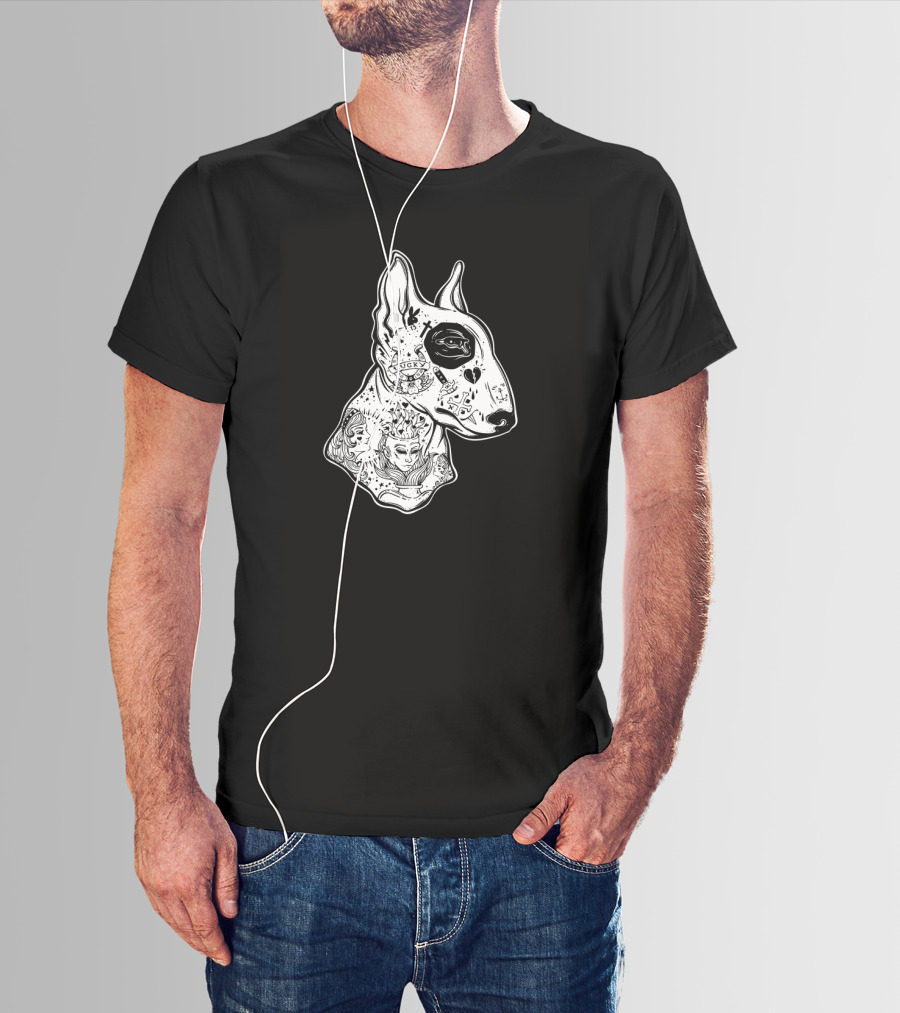 Inked Bull Terrier Lucky Old School Tattoo T-Shirt