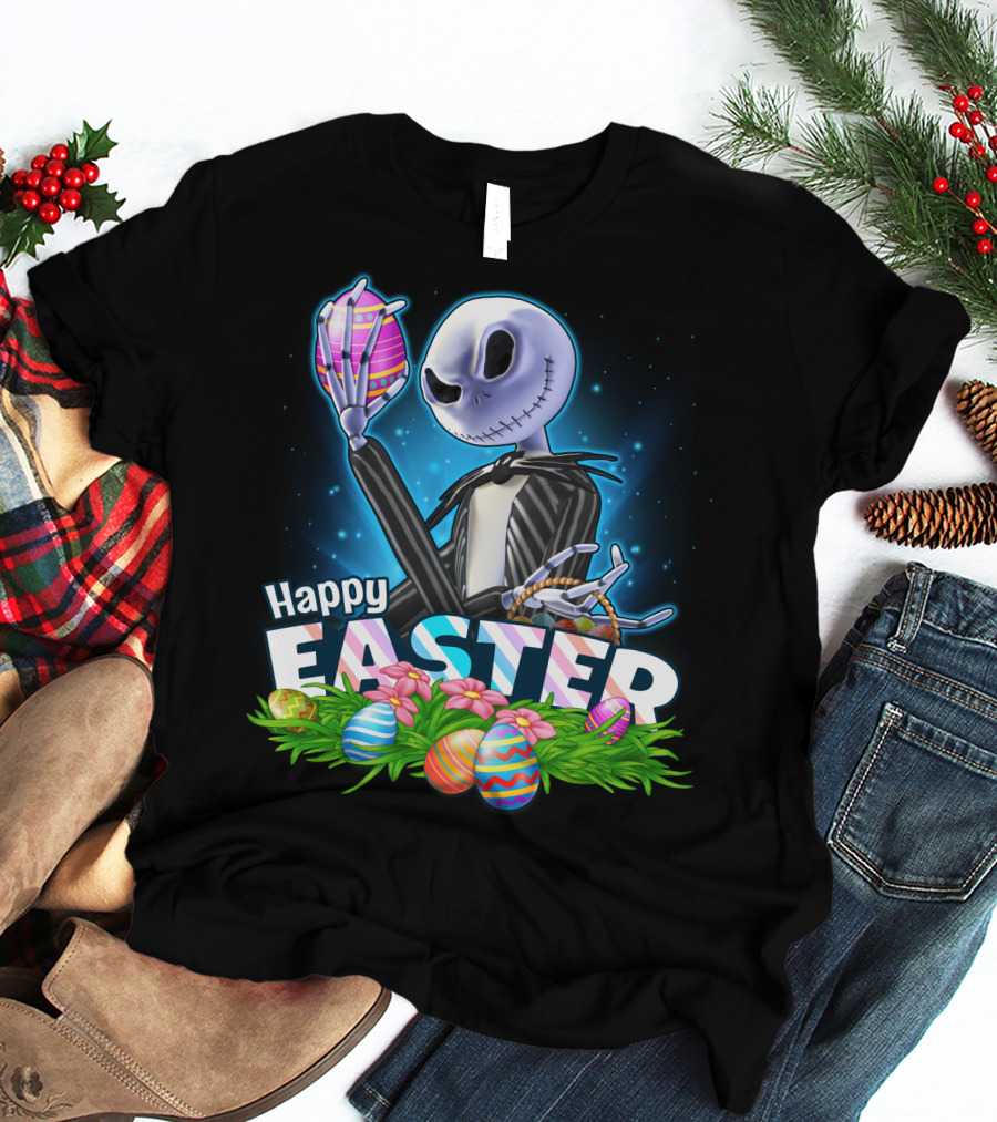 Jack Skellington Happy Easter Eggs And Basket T-Shirt