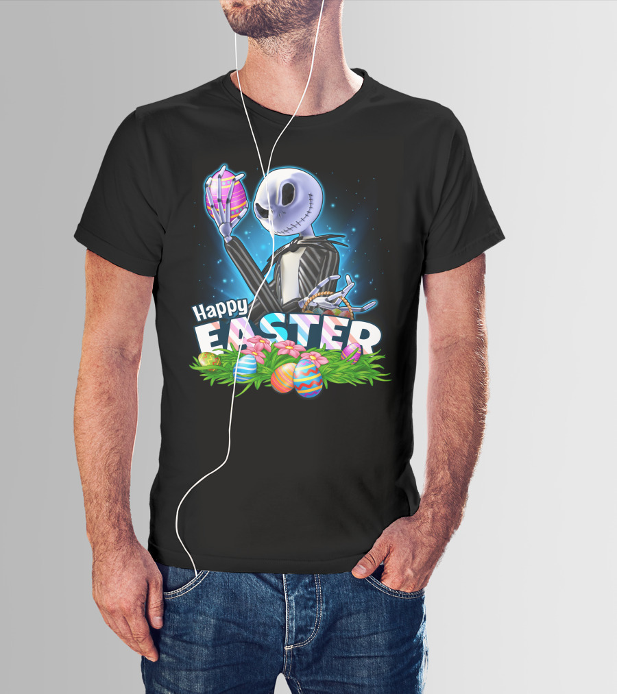 Jack Skellington Happy Easter Eggs And Basket T-Shirt