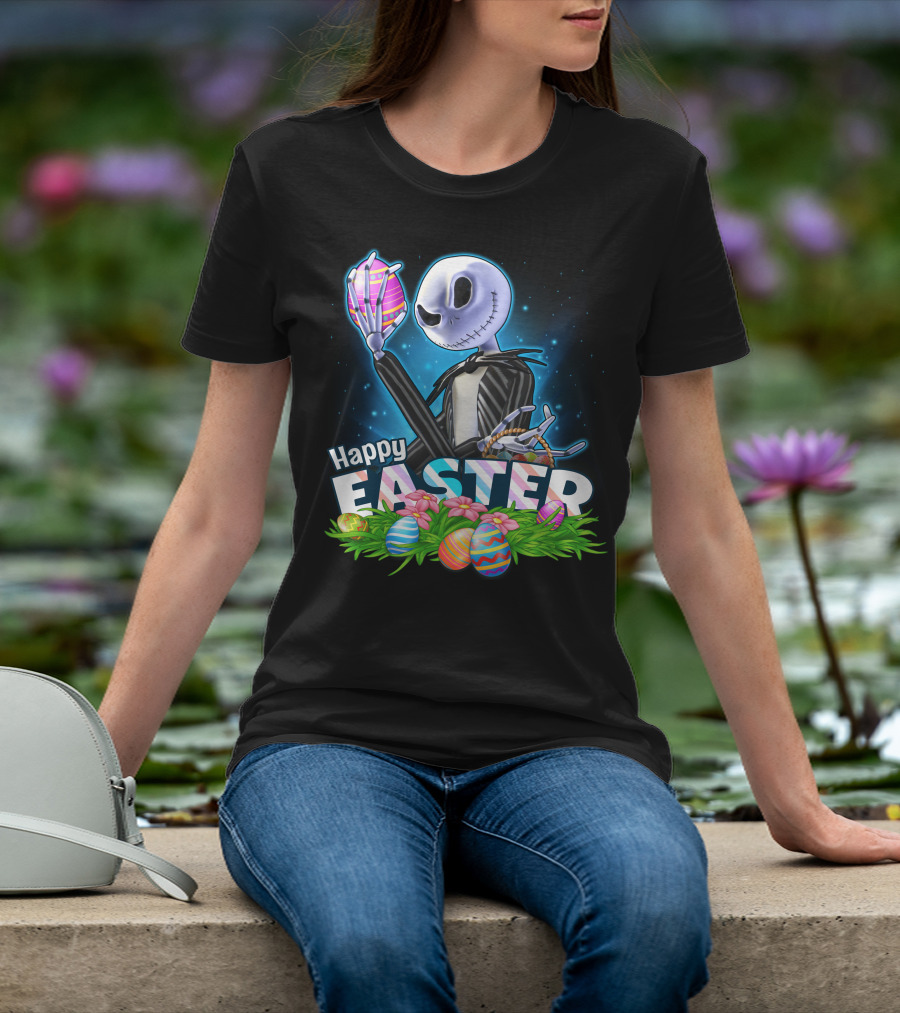 Jack Skellington Happy Easter Eggs And Basket T-Shirt
