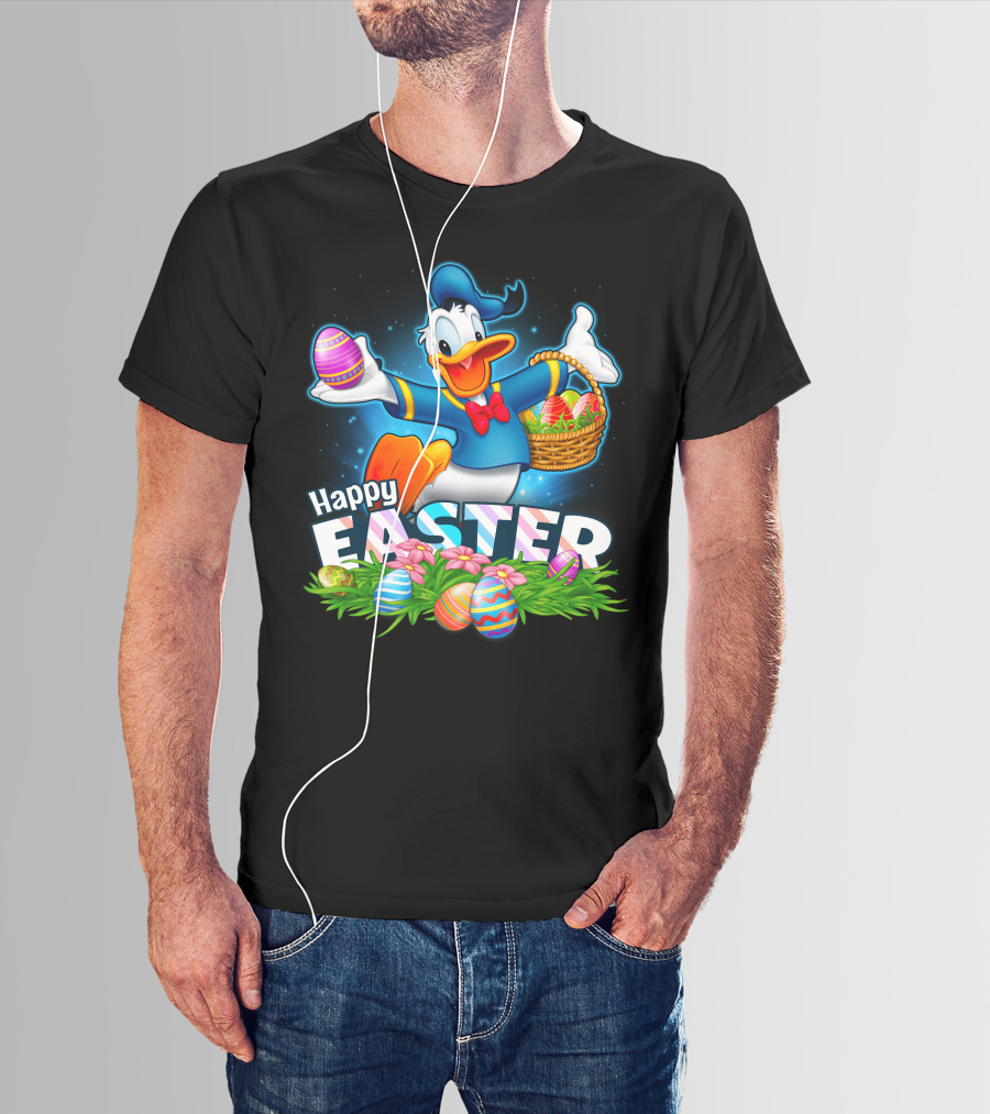 Happy Easter Donald With Colorful Easter Eggs And Basket T-Shirt
