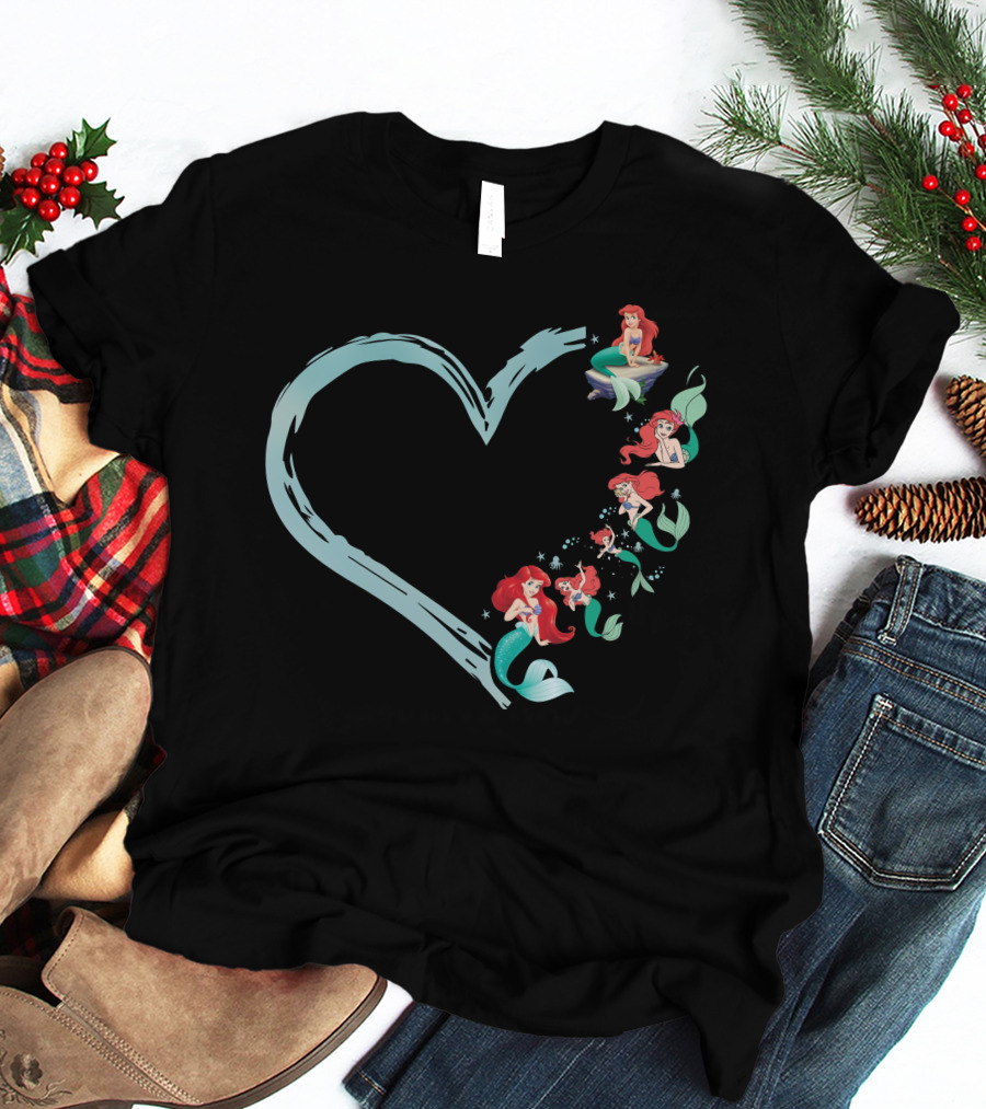 Ariel Heart Mermaid Art With Various Poses And Expressions T-Shirt