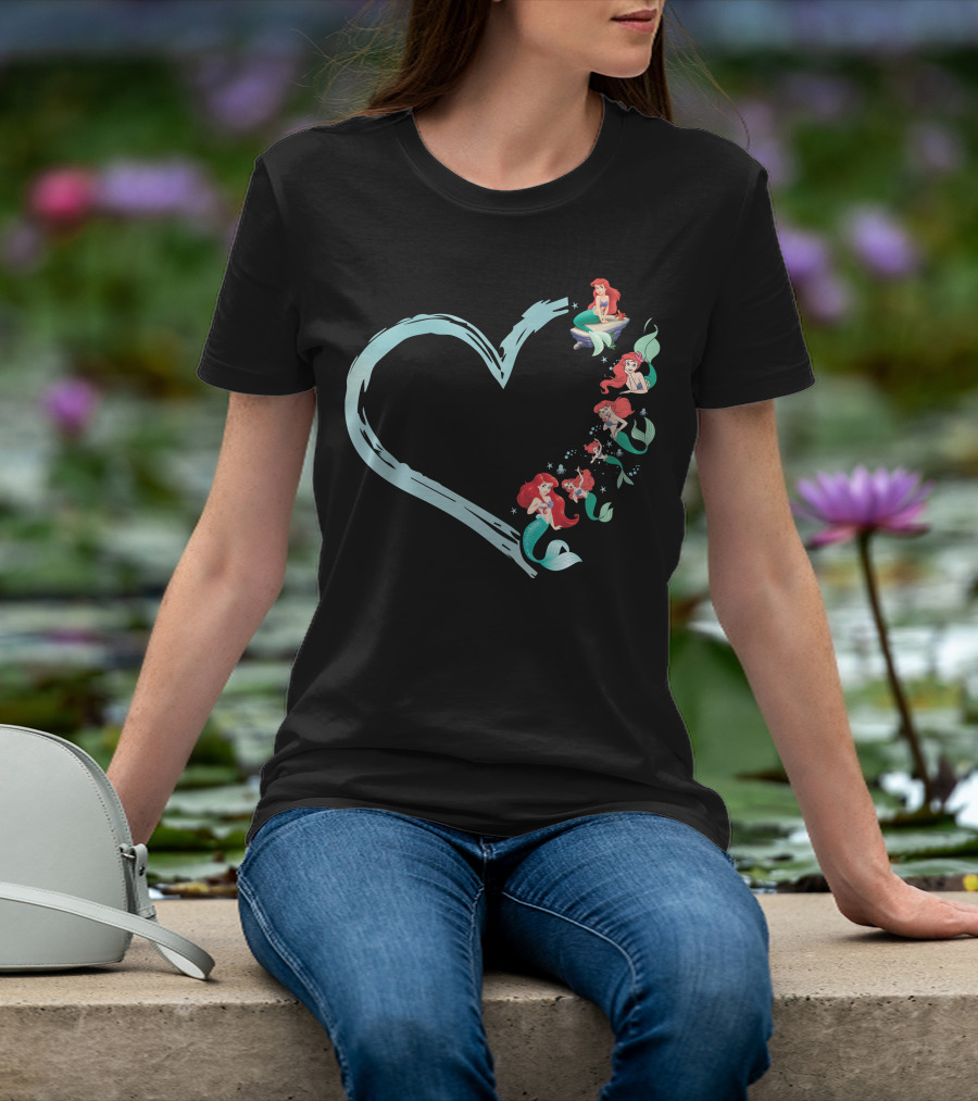 Ariel Heart Mermaid Art With Various Poses And Expressions T-Shirt