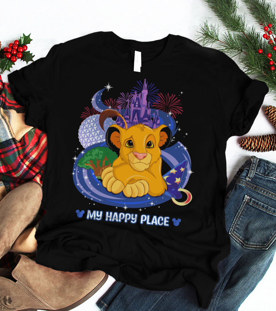 My Happy Place Simba Disney Castle Fireworks Night Magic T-Shirt