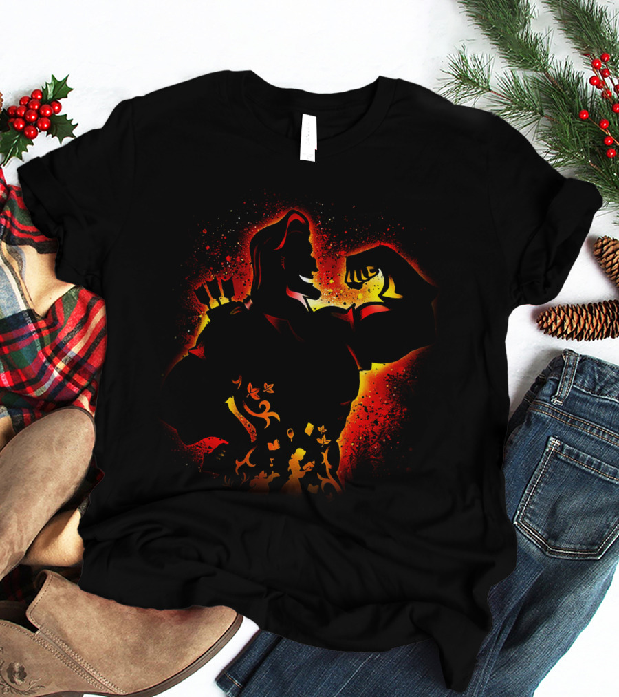 Hercules Silhouette With Mythical Elements And Fiery T-Shirt