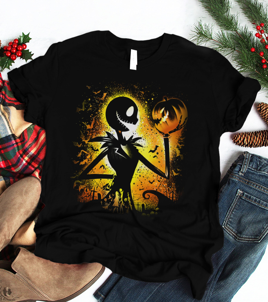 Jack Skellington Halloween Pumpkin Scene T-Shirt