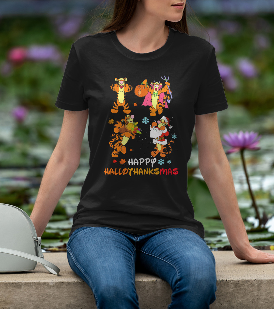 Tigger Happy Hallothanksmas Holiday Seasons Celebration T-Shirt