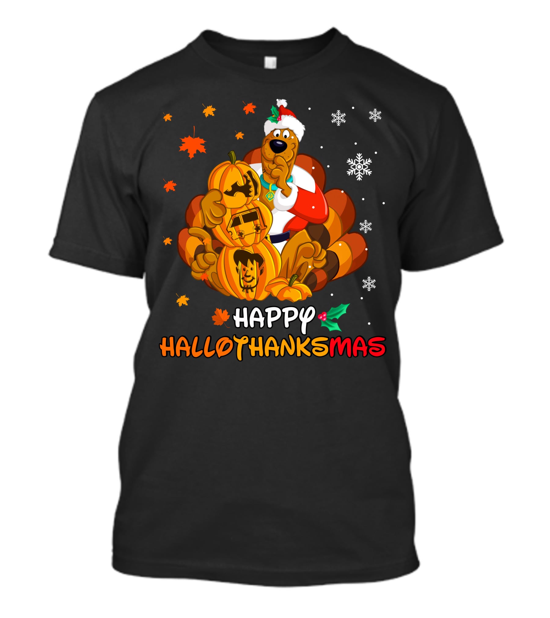 Happy Hallothanksmas Scooby-Doo Pumpkin Santa Hat T-Shirt