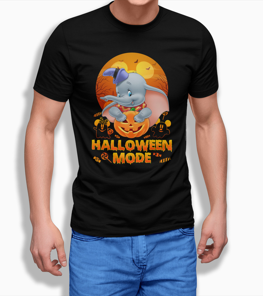 Dumbo Halloween Mode Pumpkin Ghosts Candy Bats Cartoon Magic T-Shirt