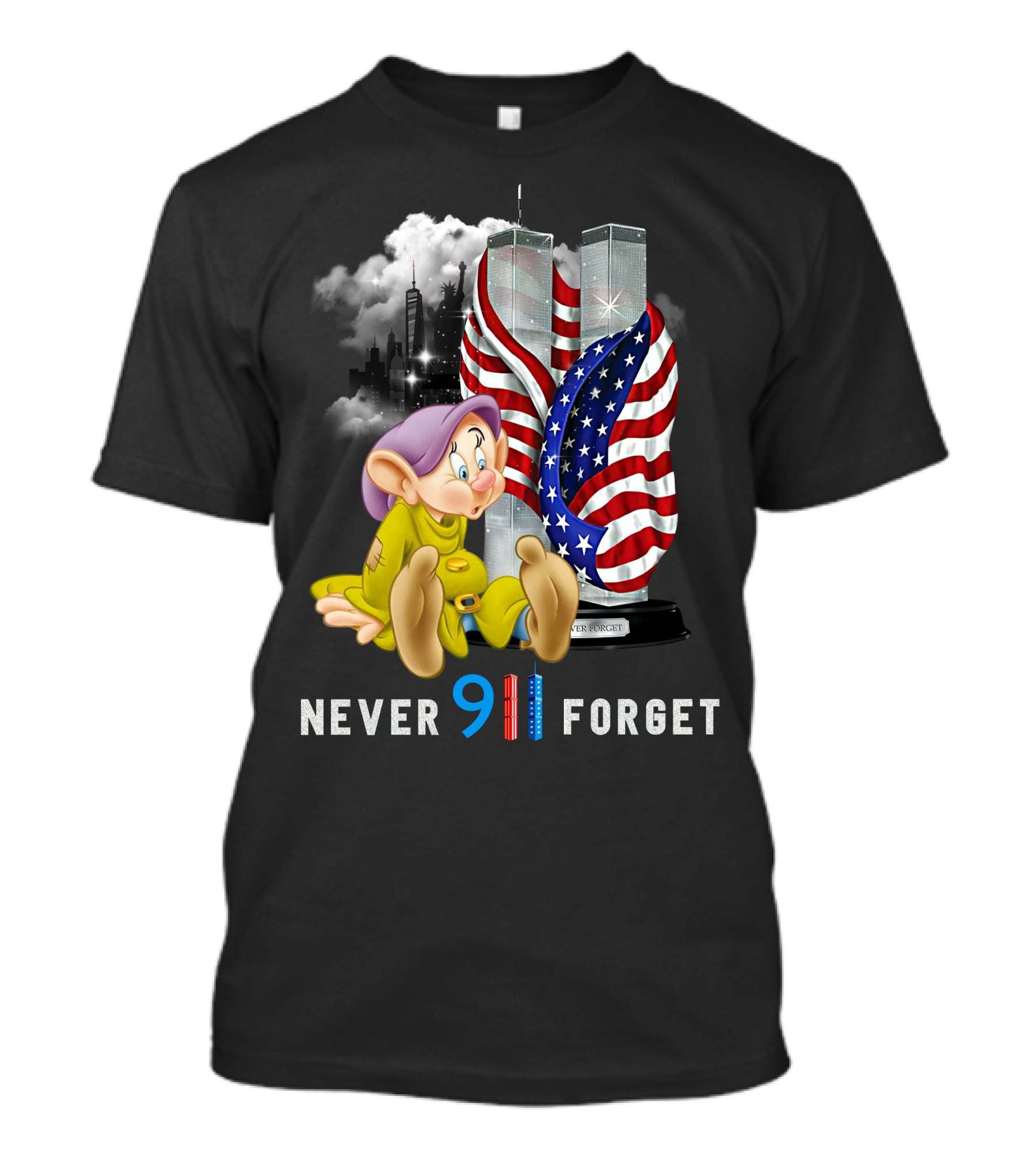 Never Forget 9/11 Dopey Flag Twin Towers T-Shirt
