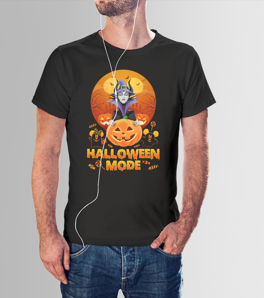 Maleficent Halloween Mode Pumpkin Patch Ghosts Bat Candy T-Shirt