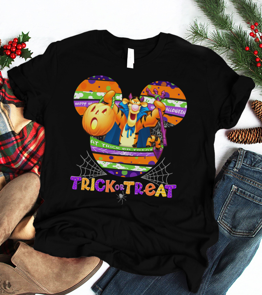Tigger Trick Or Treat Happy Halloween Mickey Ears T-Shirt