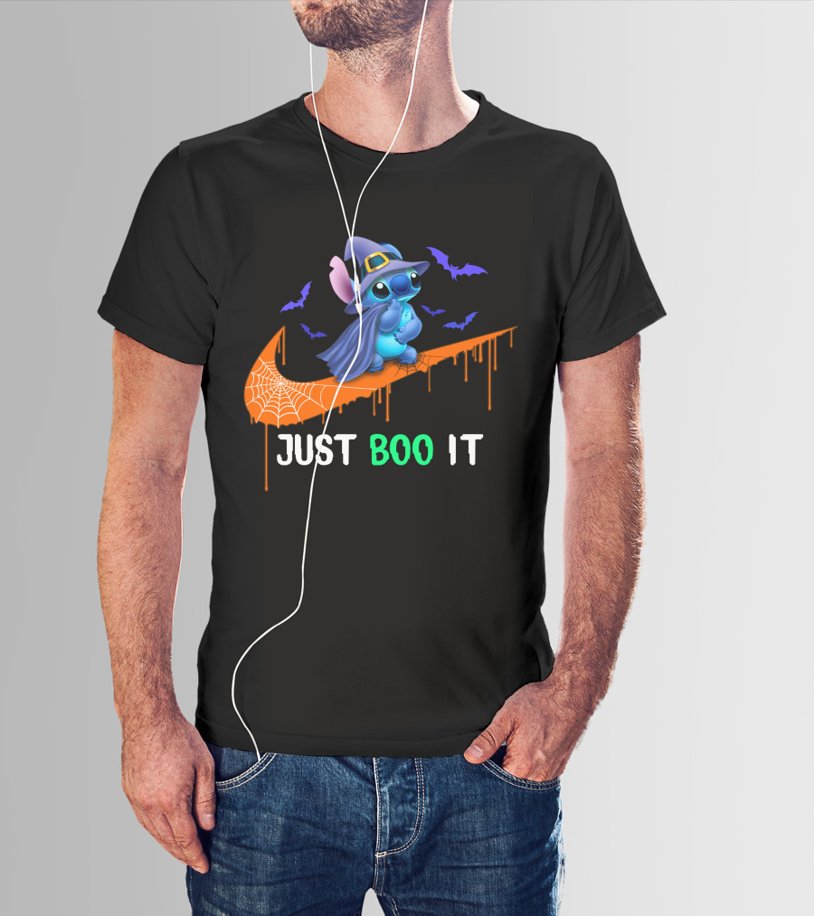 Just Boo It Halloween Stitch Witch Bat Nike Swoosh T-Shirt