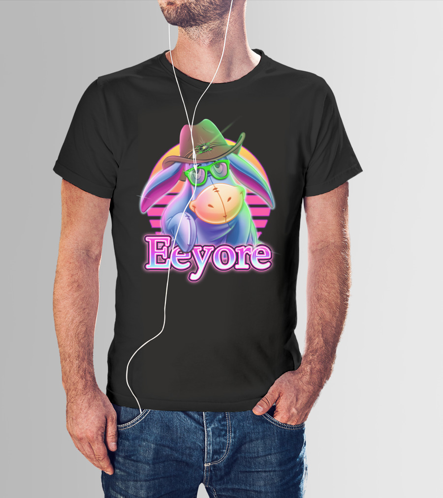 Eeyore Retro Neon Cowboy Hat And Glasses T-Shirt