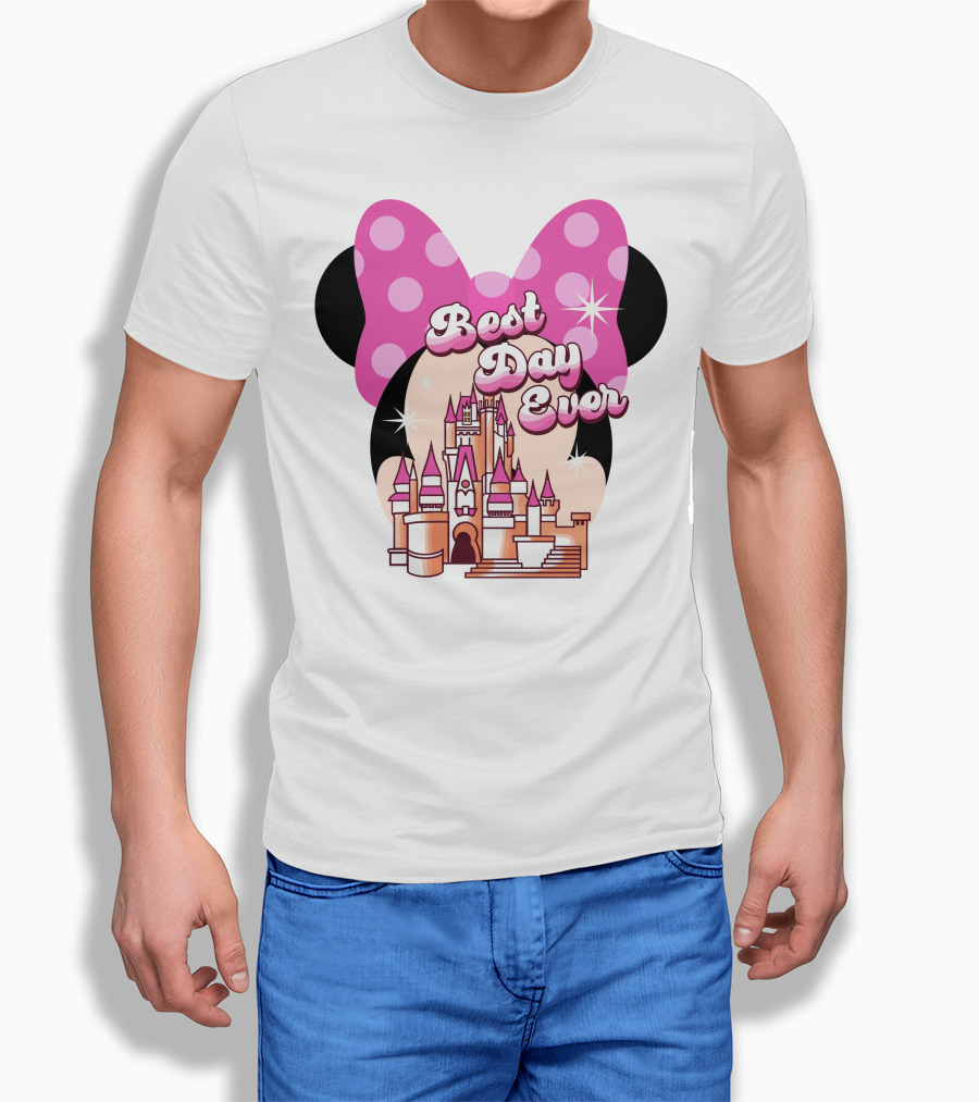 Minnie Best Day Ever Castle Pink Bow T-Shirt