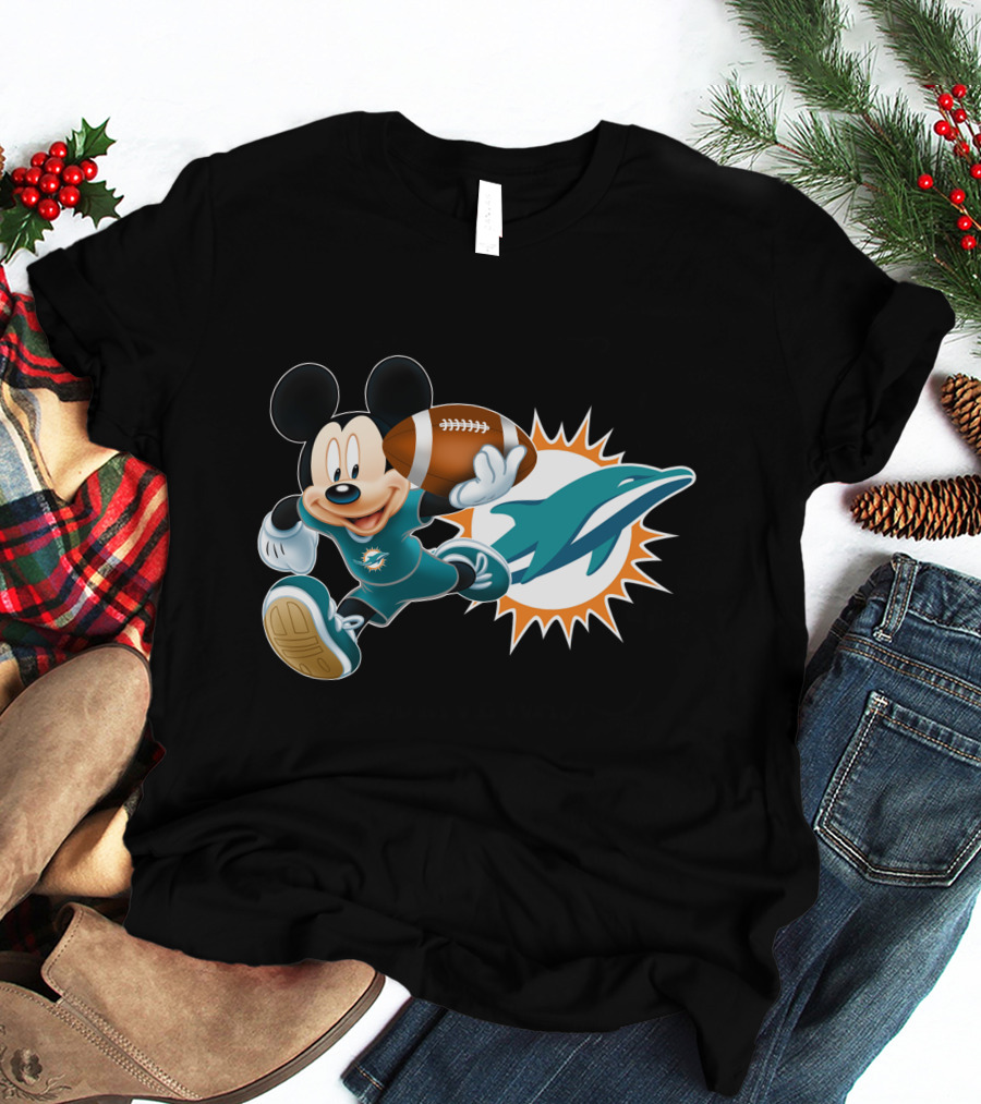 Mickey Miami Dolphins Football Crossover T-Shirt