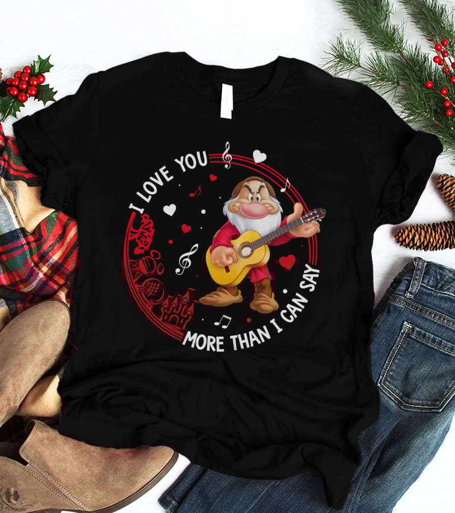 I Love You More Than I Can Say Grumpy Guitar Disney Valentine's Day T-Shirt