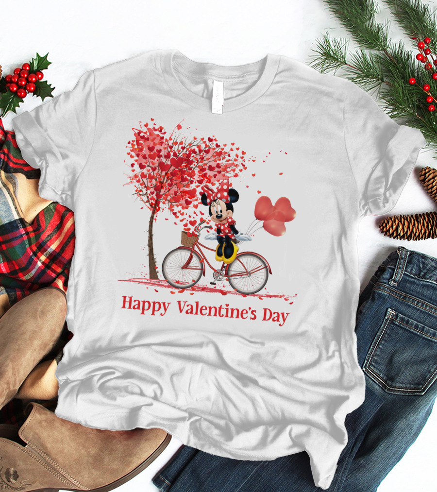 Happy Valentine's Day MN Valentine Bicycle Balloons Hearts Tree T-Shirt