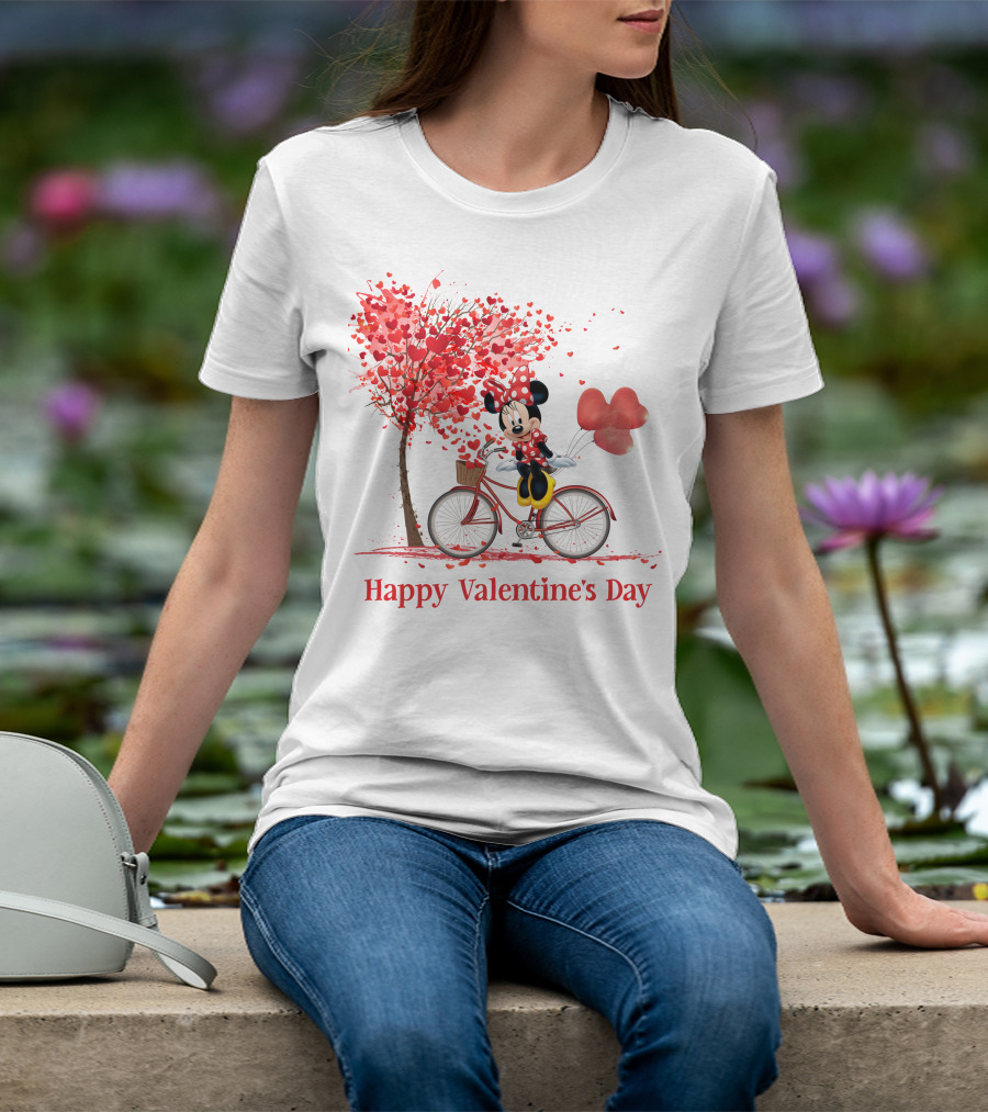 Happy Valentine's Day MN Valentine Bicycle Balloons Hearts Tree T-Shirt