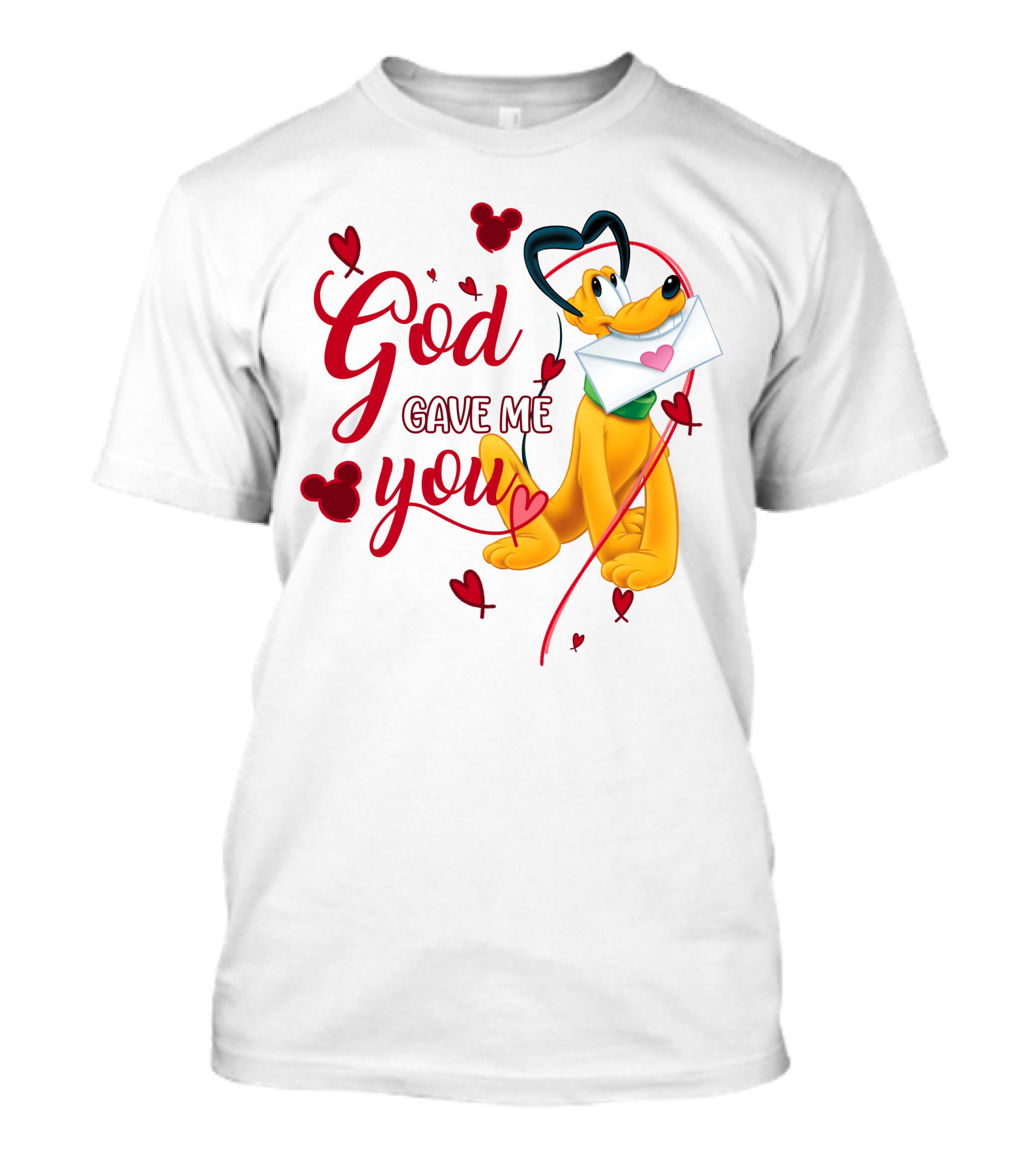 Pluto God Gave Me You Hearts And Mickey Mouse Icons T-Shirt