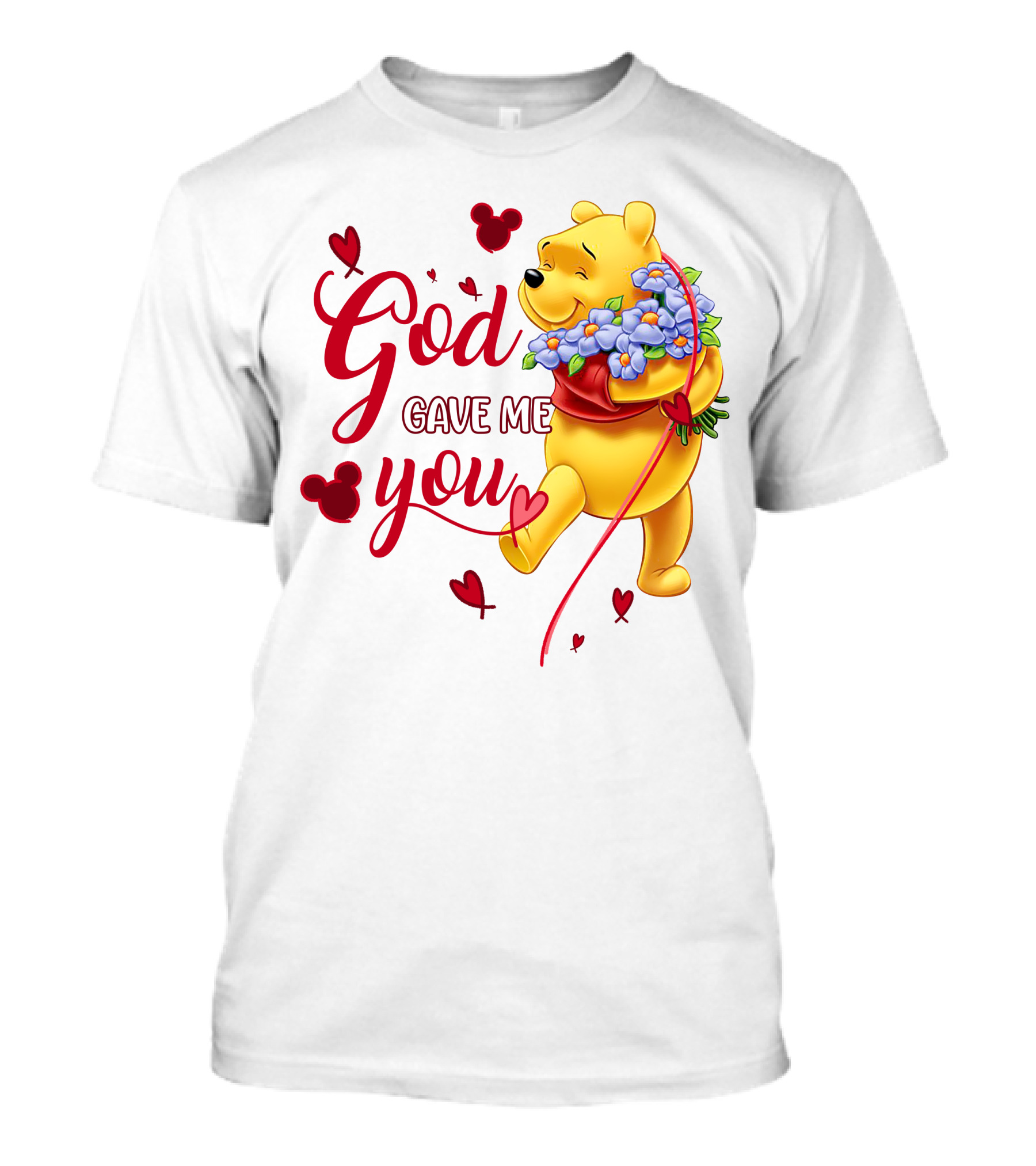 God Gave Me You Pooh Flowers Hearts Iconic Character T-Shirt