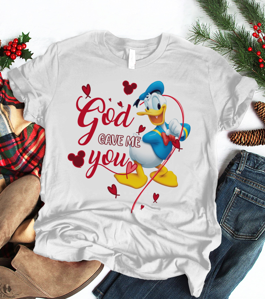 God Gave Me You Donald Duck Hearts Mickey Icons T-Shirt