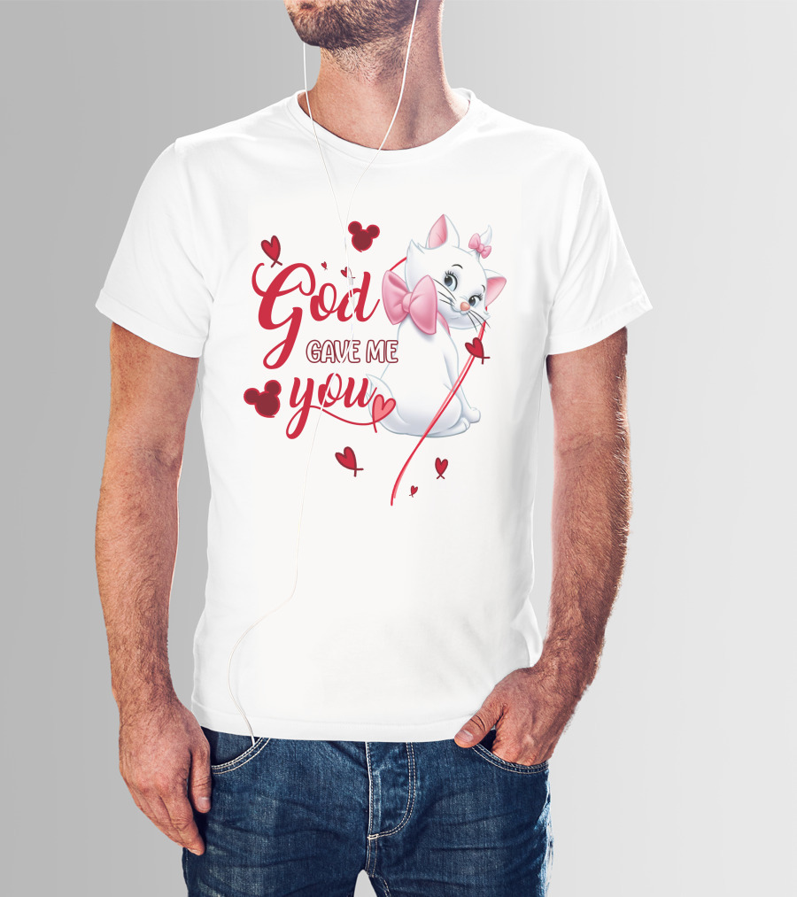 Marie Cat God Gave Me You Disney Hearts Bows T-Shirt