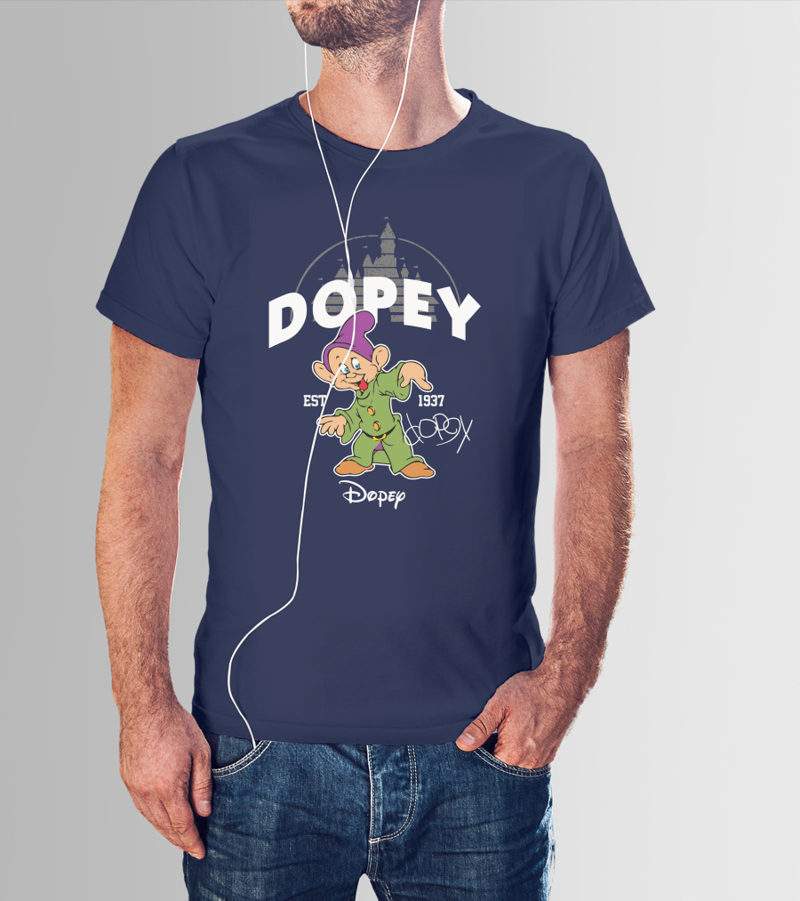 Dopey Est 1937 Castle Background Disney Character T-Shirt