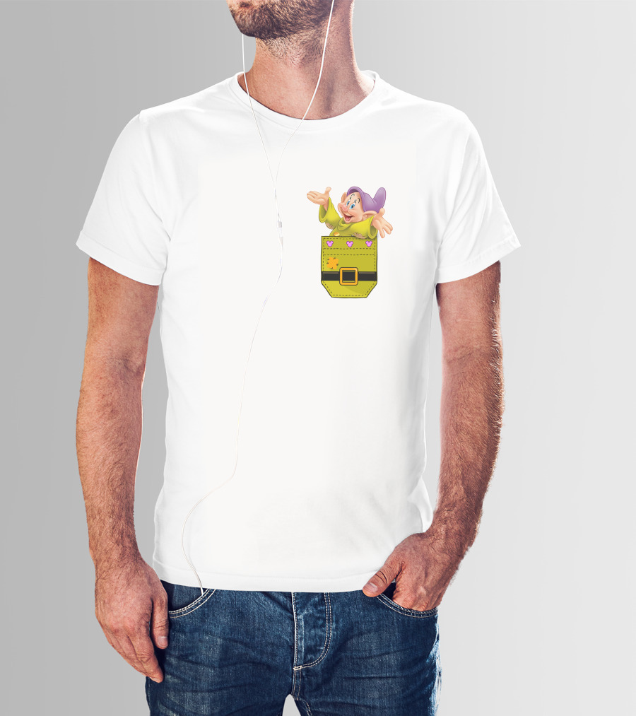 Dopey Seven Dwarfs Pocket Cartoon Character Disney T-Shirt