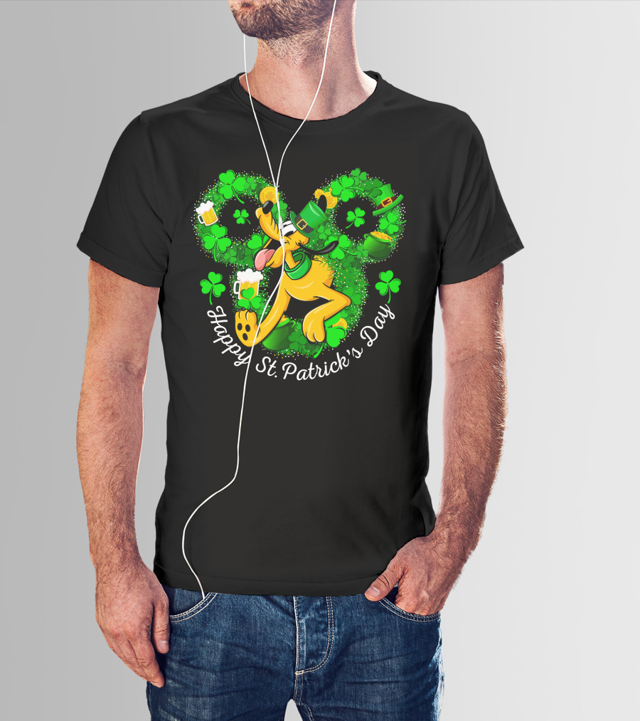 Happy St. Patrick's Day Pluto Shamrock And Hat Celebration T-Shirt
