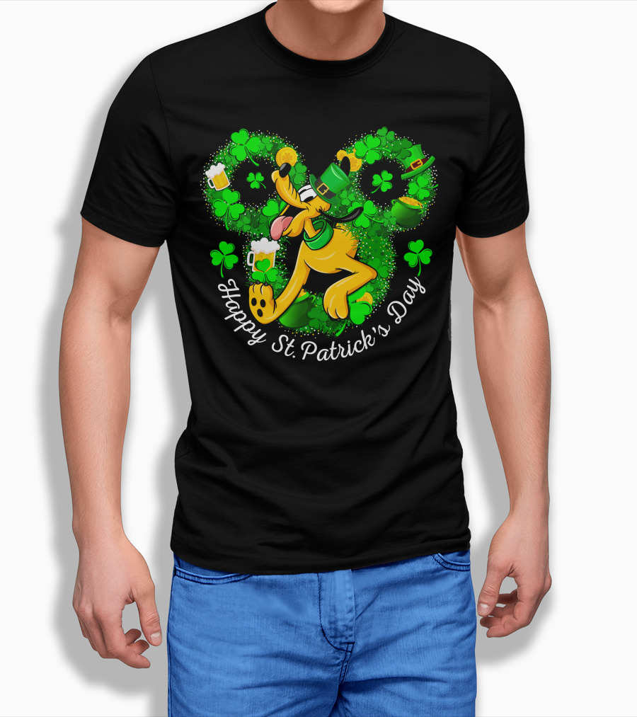 Happy St. Patrick's Day Pluto Shamrock And Hat Celebration T-Shirt