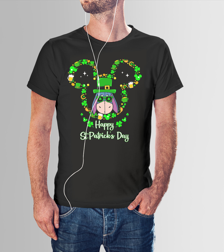 Eeyore Happy St. Patrick's Day Clover Hat T-Shirt