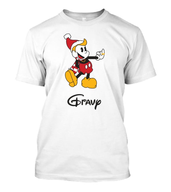 Gravy Christmas Cartoon Character With Santa Hat And Scarf T-Shirt