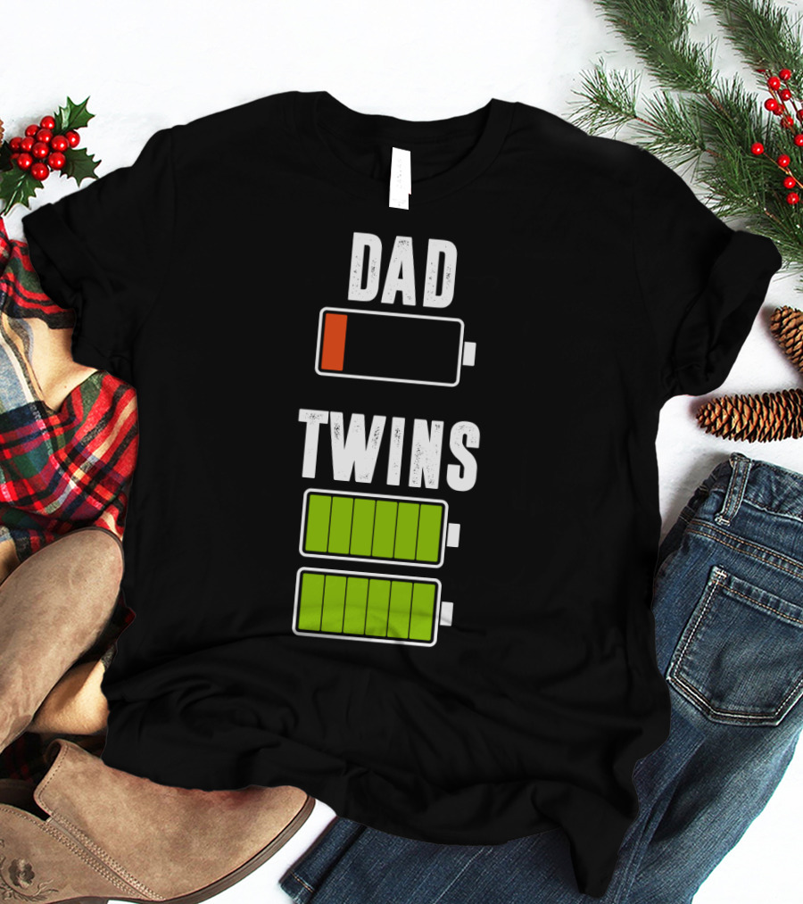 Dad Twins Low High Battery Charged T-Shirt
