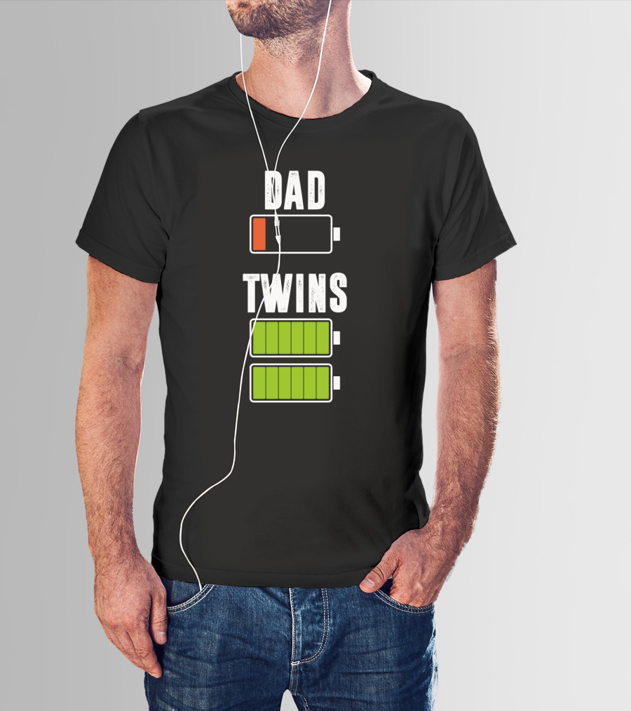 Dad Twins Low High Battery Charged T-Shirt
