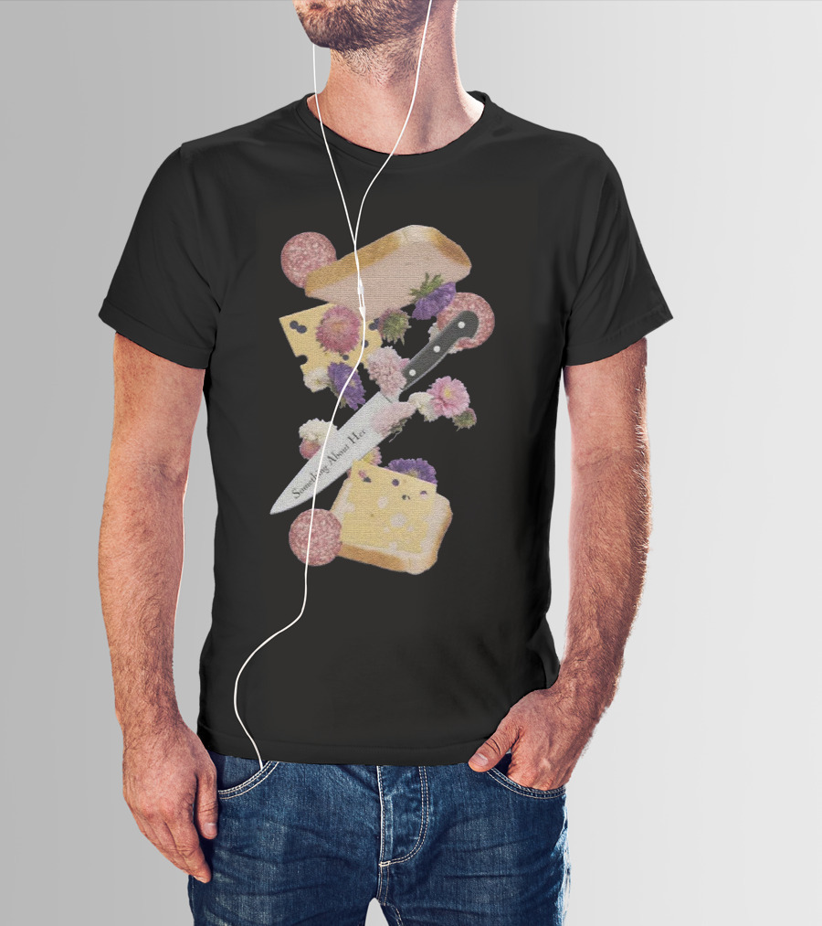 Something About Her Floral Cheese And Bread T-Shirt