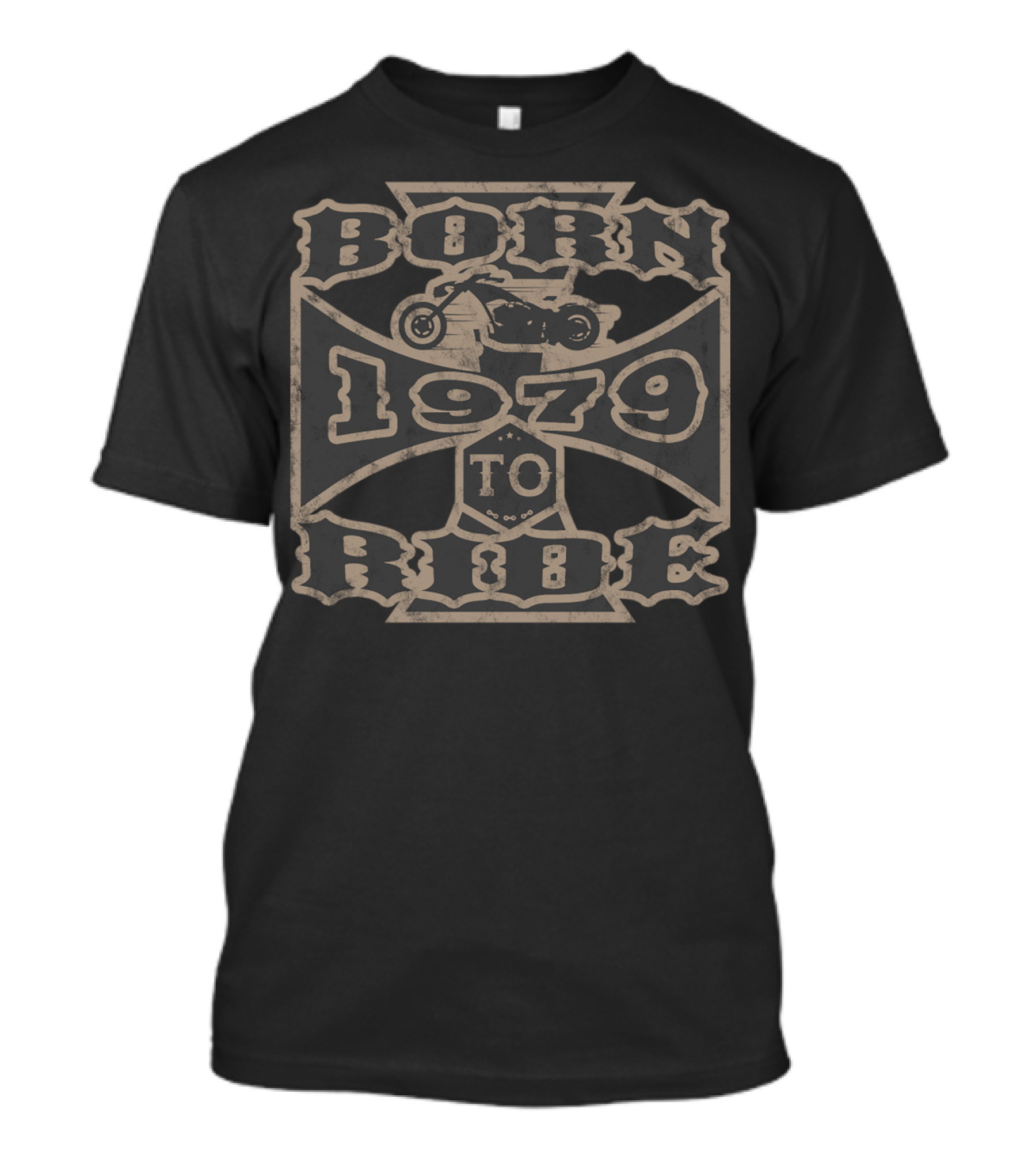Born To Ride Motorcycle Biker 1979 Vintage Iron Cross T-Shirt