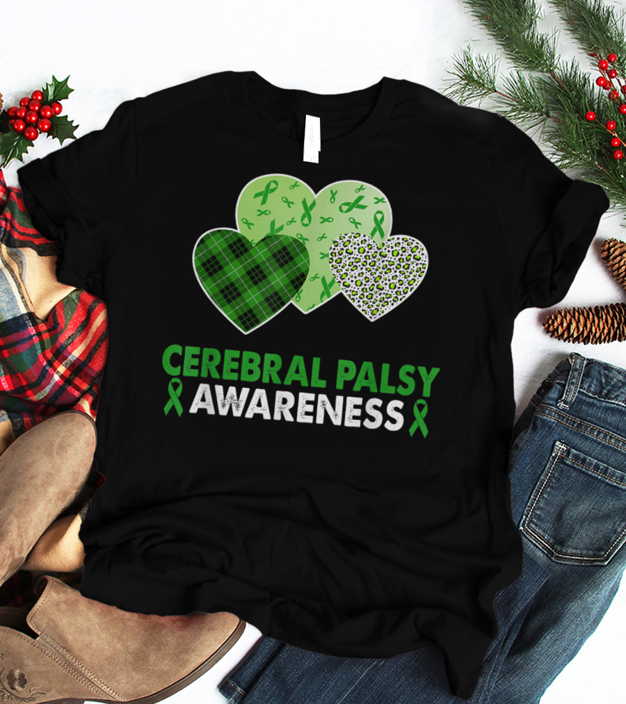 Cerebral Palsy Awareness Heart Leopard Plaid T-Shirt