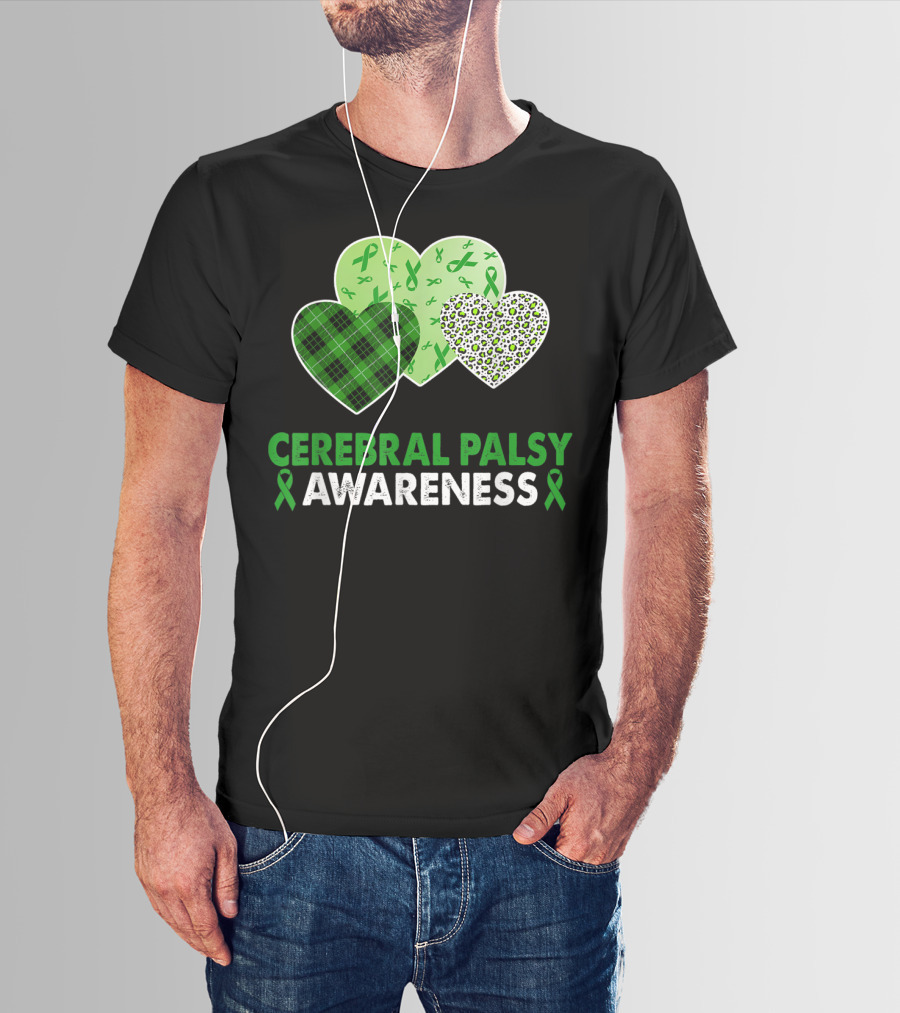 Cerebral Palsy Awareness Heart Leopard Plaid T-Shirt