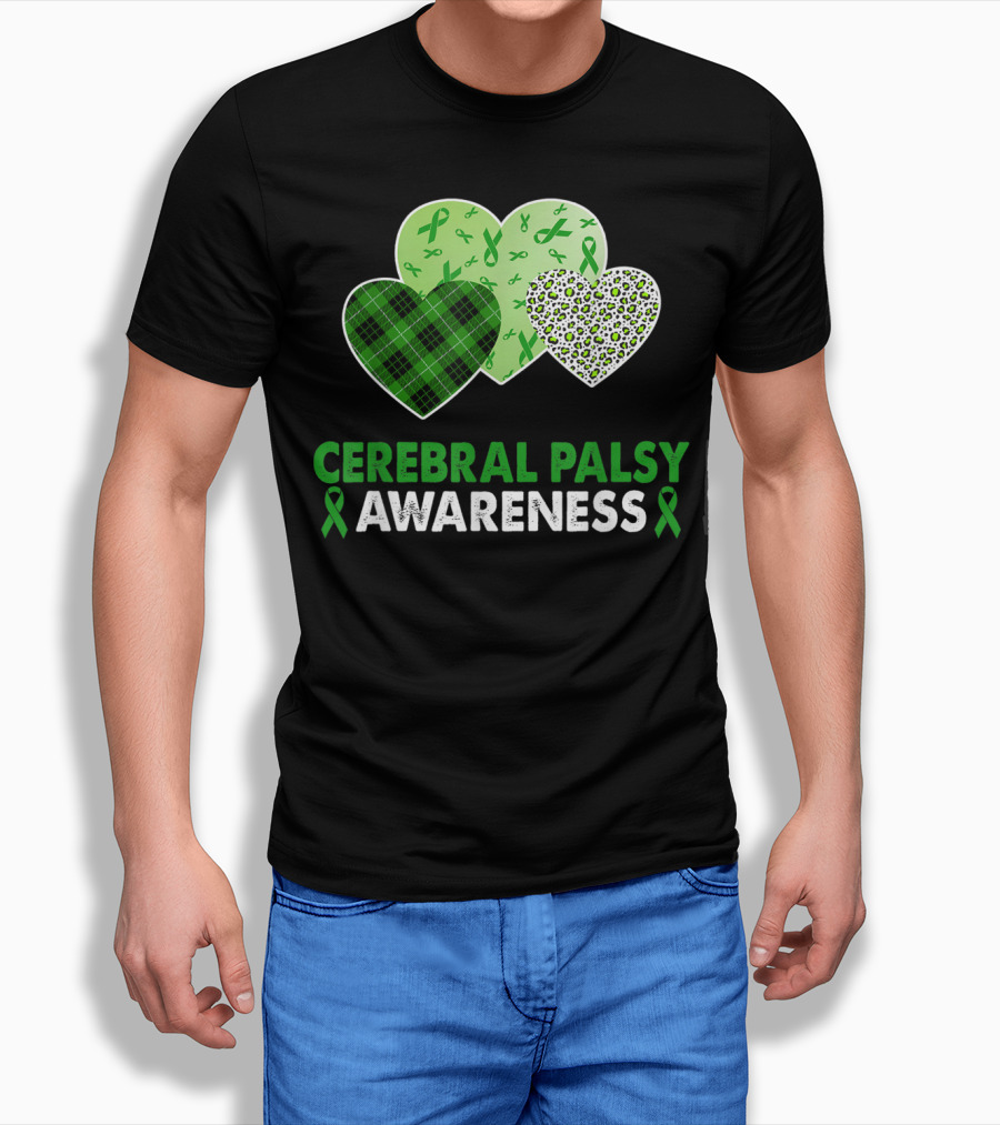 Cerebral Palsy Awareness Heart Leopard Plaid T-Shirt