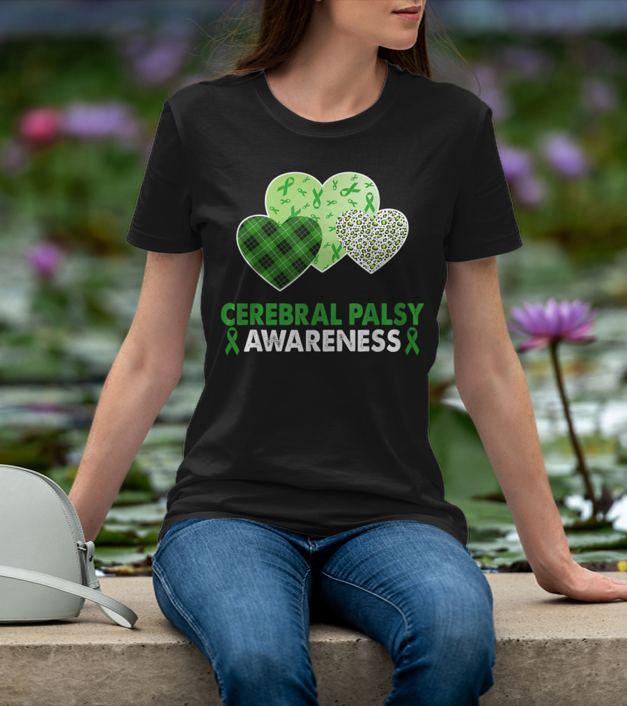 Cerebral Palsy Awareness Heart Leopard Plaid T-Shirt