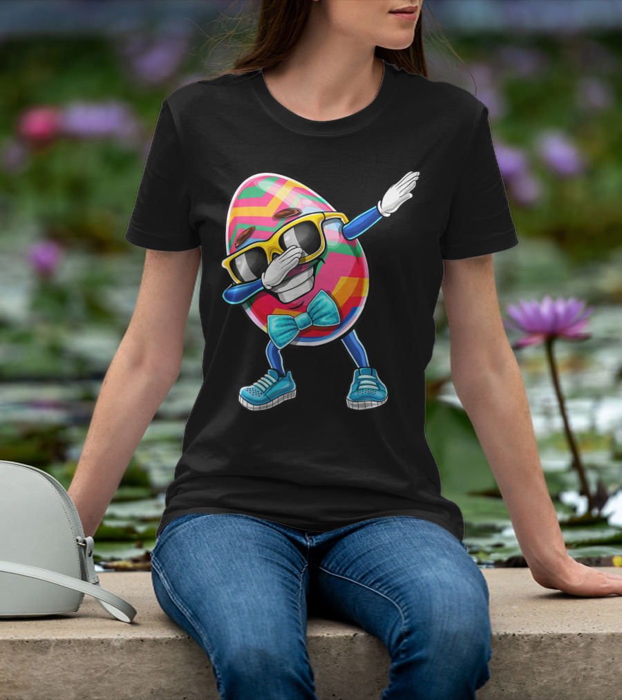 Dabbing Easter Egg With Sunglasses And Bowtie For Easter Sunday T-Shirt