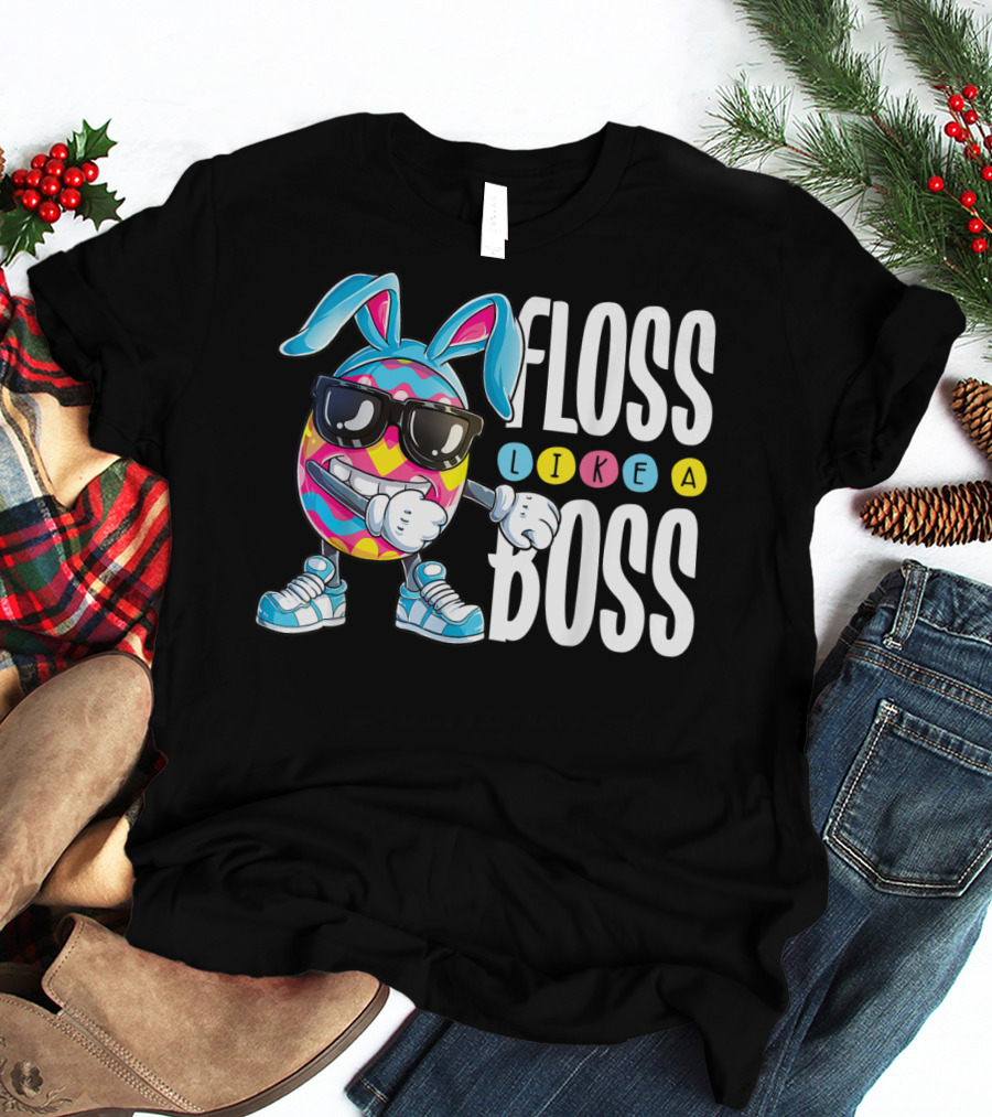 Floss Like A Boss Easter Egg Bunny Boys Flossing T-Shirt