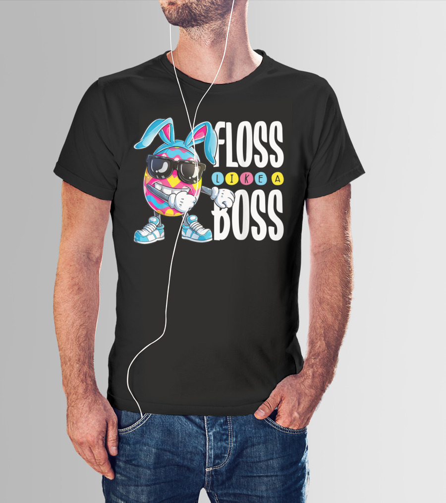 Floss Like A Boss Easter Egg Bunny Boys Flossing T-Shirt