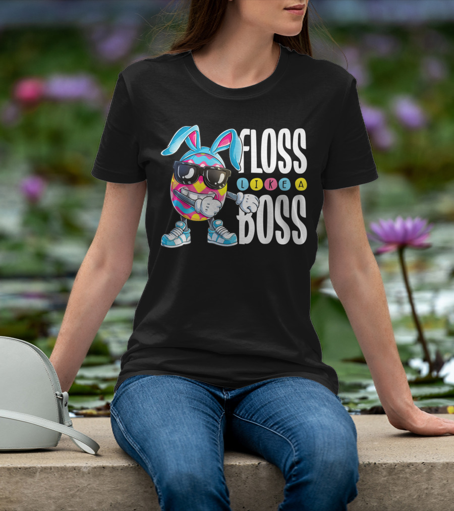 Floss Like A Boss Easter Egg Bunny Boys Flossing T-Shirt