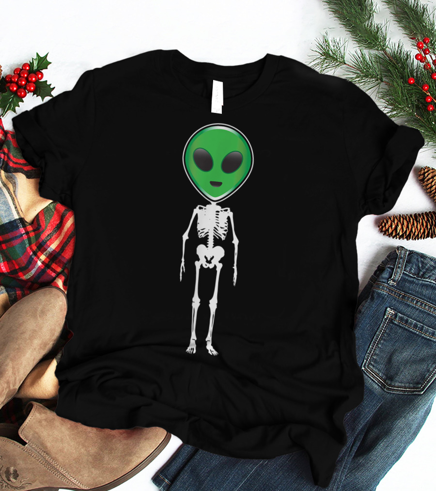 Alien Skeleton With Green Head T-Shirt